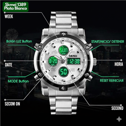 SKMEI 1389 PLATA BLANCO