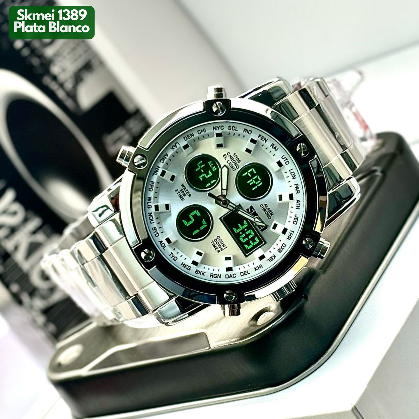 SKMEI 1389 PLATA BLANCO