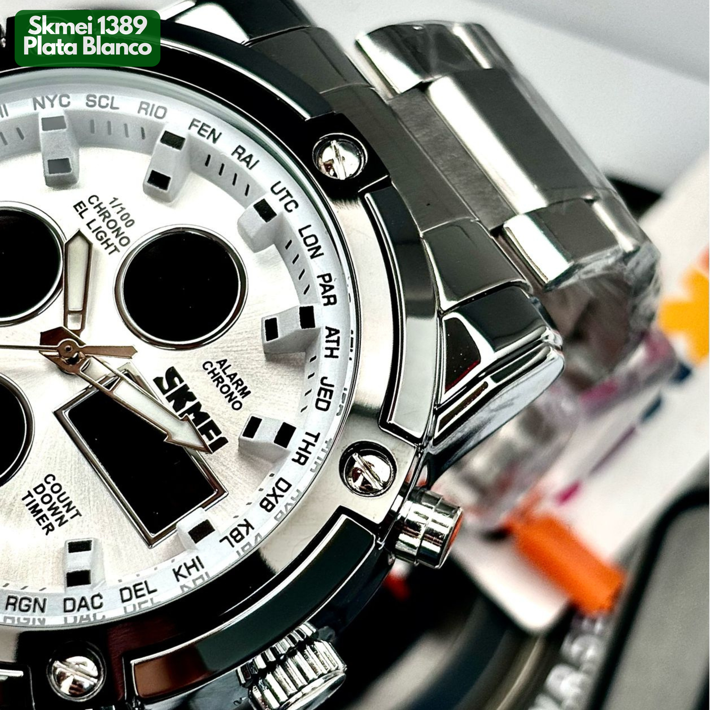 SKMEI 1389 PLATA BLANCO